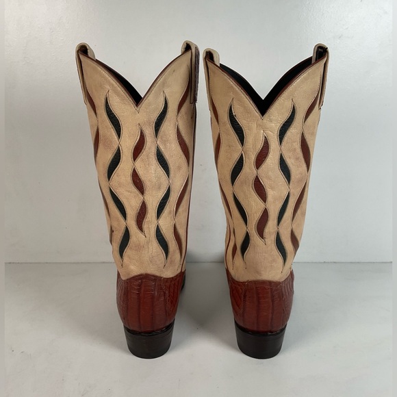 Tony Lama Royal Caiman Cowgirl Boots 7.5 M Belly Cut Tooled - Picture 12 of 16